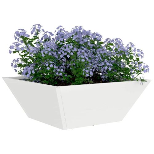 Градинска саксия Бяло 40 x 40 x 15 см Студено валцована стомана