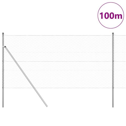 Шестоъгълно фиксиране на ограда за земята 100 x 1,2 м Сребристо