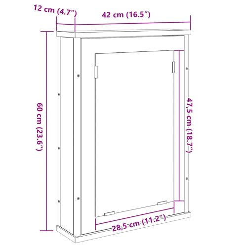 Шкаф с огледало Сонома дъб 42 x 12 x 60 см Инженерна дървесина