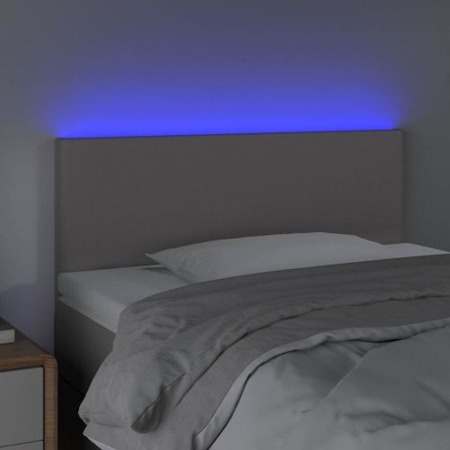 LED Горна табла за легло, сива, 80x5x78/88 см, изкуствена кожа