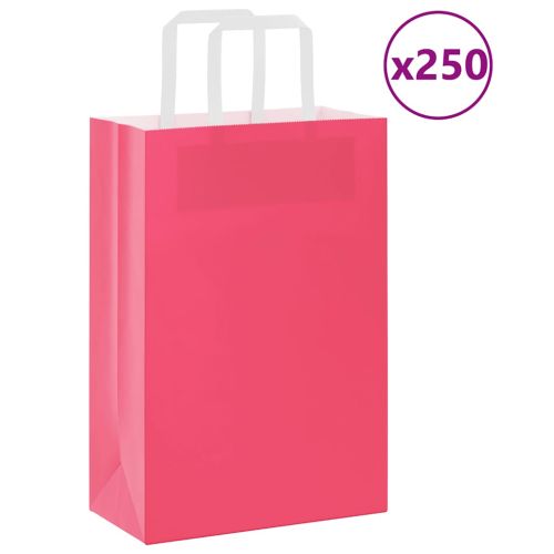 Хартиени торбички 250 бр с дръжки розови 21x11x31 см