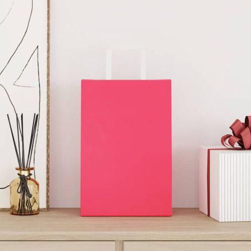 Хартиени торбички 250 бр с дръжки розови 21x11x31 см