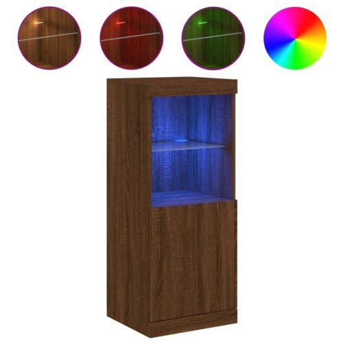 Сайдборд с LED светлини, кафяв дъб, 41x37x100 см