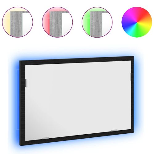 Огледало за баня с LED осветление, черен дъб, 60x8,5x37 см