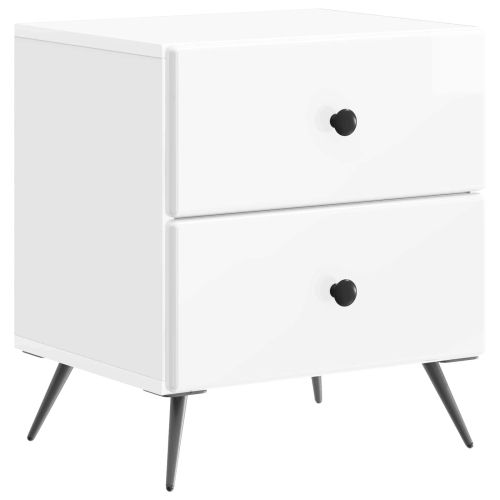 Нощен шкаф Бял гланц 43 x 34,5 x 47,5 см Инженерна дървесина