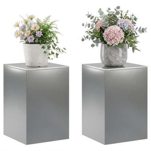 Стойка за растения 2 pcs Сребристо 40 x 40 x 60 cm