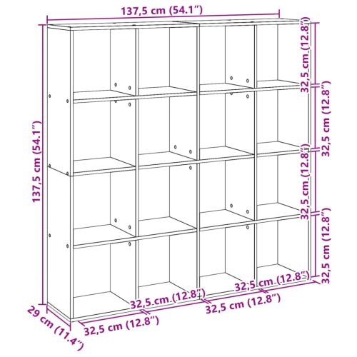 Библиотека, старо дърво, 137,5x29x137,5 см, инженерно дърво