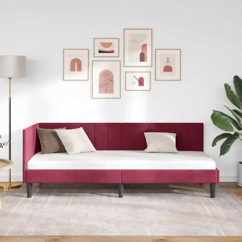 Ъглова рамка за легло Виненочервен 80 x 200 cm Кадифе