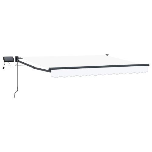 Ръчен изтеглящ сенник с LED светлини Бяло и антрацит 3 x 2,5 m