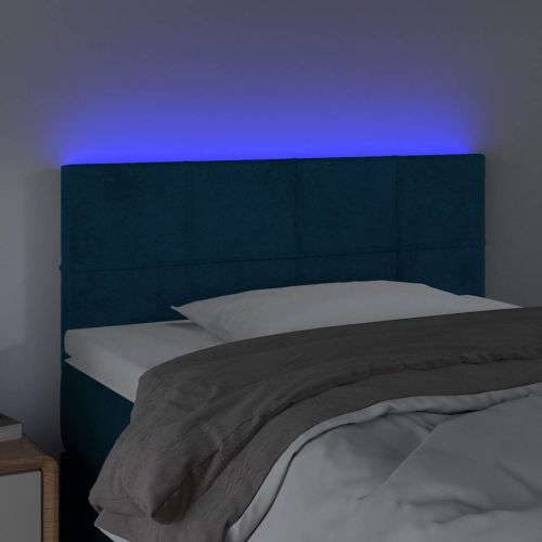 LED горна табла за легло, тъмносиня, 80x5x78/88 см, кадифе