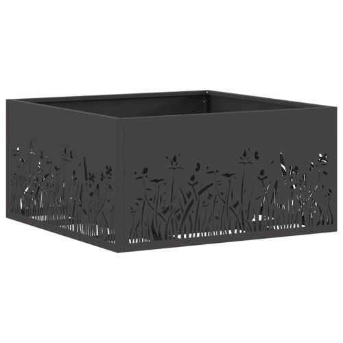 Камина за огън Черно 60 x 60 x 30 cm Патинираща стомана