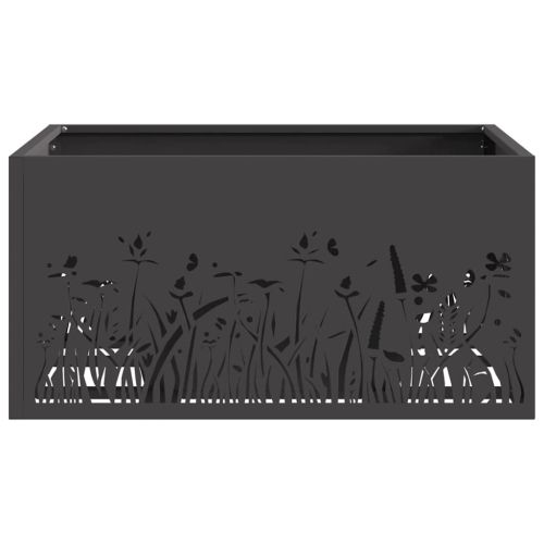 Камина за огън Черно 60 x 60 x 30 cm Патинираща стомана