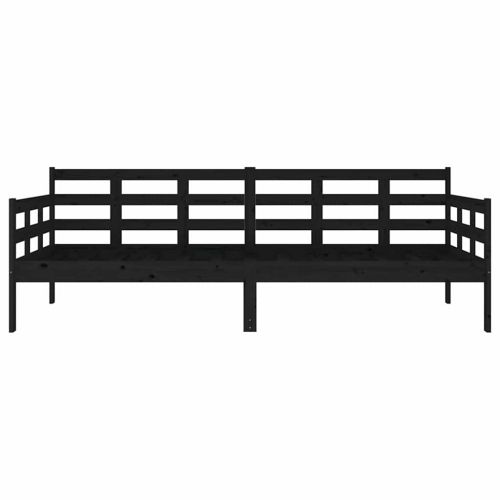 Дневно легло без матрак, черен, борово дърво масив, 90x200 см