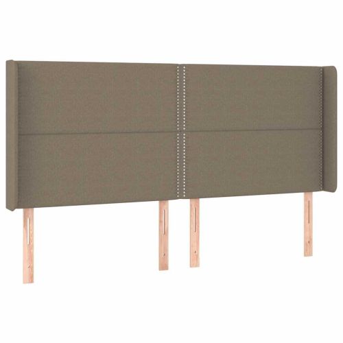 LED горна табла за легло, таупе, 203x16x118/128 см, плат