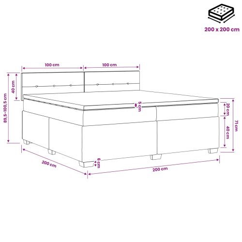 Континентално легло с матрак Розово 200 x 200 cm Кадифе