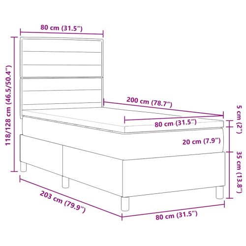 Легло с пружинирана основа Светлосиво 80 x 200 cm текстил