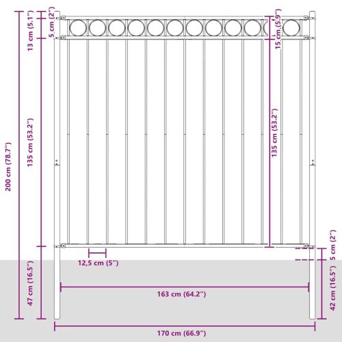 Елемент на оградата ASSEN 170 x 200 см Стомана Бяло