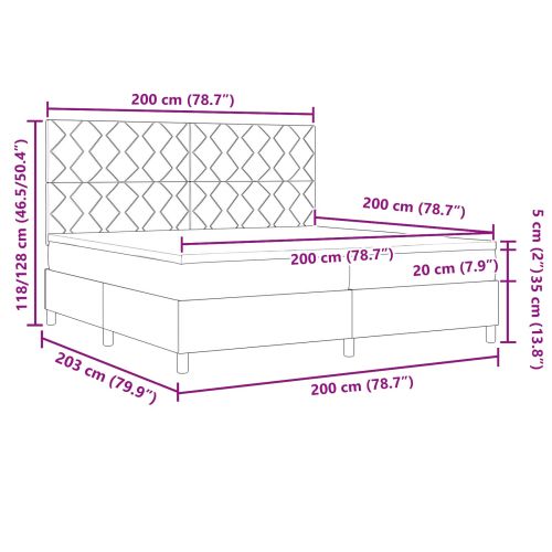 Легло с пружинирана основа Тъмнокафяв 200 x 200 cm текстил