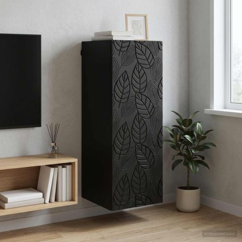Стенно шкафче 33 x 34,5 x 90 см Инженерна дървесина Черно