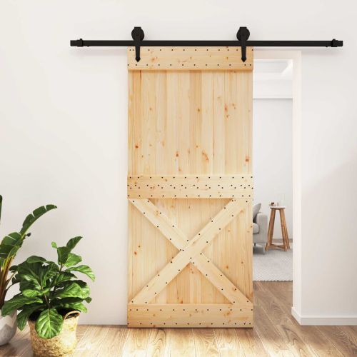 Преплъзваща се врата Естествено и черно 95 x 210 cm