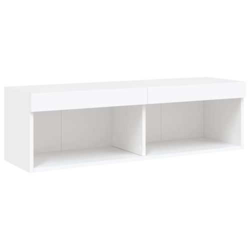 ТВ стенни модули с LED, 5 части, бели, инженерно дърво