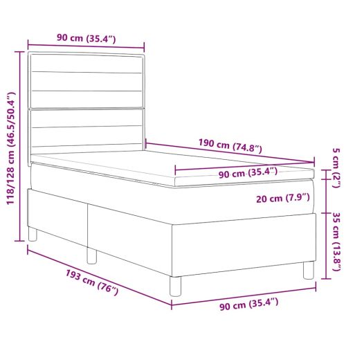 Легло с пружинирана основа с матрак Черно 90 x 190 cm текстил