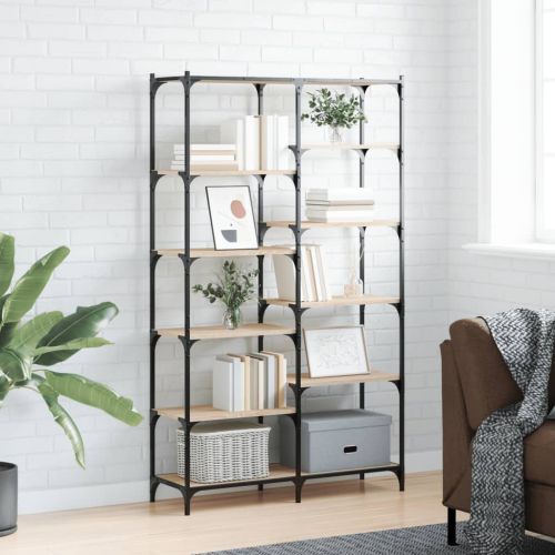 Етажерка дъб сонома 100x32x170 см инженерно дърво и желязо