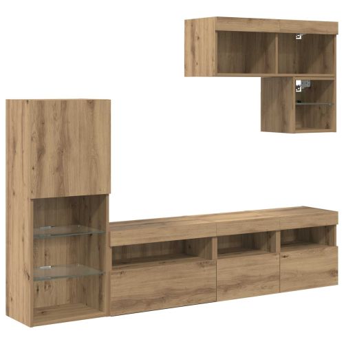 Стойки за телевизор 6 бр. Дъб Инженерна дървесина