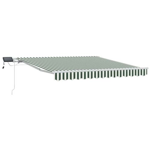 Прибираща се тента Зелен и бял 300 x 250 cm Тъкан и алуминий