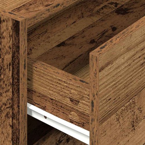 Шкаф с 2 чекмеджета старо дърво 60x31x40 см инженерно дърво