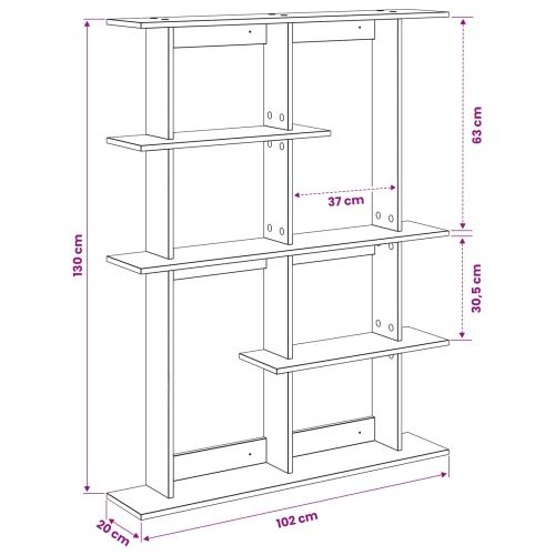Стенен рафт Опушен дъб 102 x 20 x 130 см Инженерна дървесина