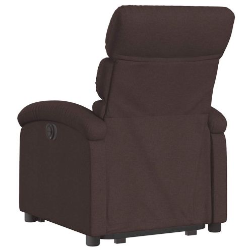 Изправящ реклайнер стол, тъмнокафяв, текстил