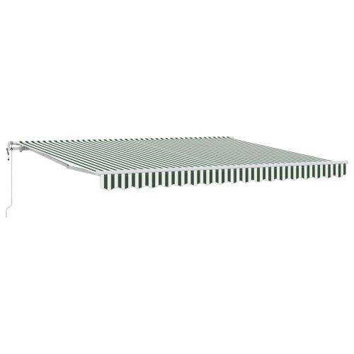 Прибираща се тента Зелен и бял 400 × 300 cm Тъкан и алуминий