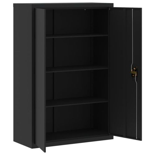 Шкаф за папки черен 90x40x140 см стомана