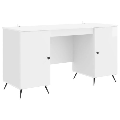 Бюро Бял гланц 142,5 x 50 x 75 см Инженерна дървесина