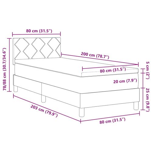 Легло с пружинирана основа Светлосиво 80 x 200 cm текстил