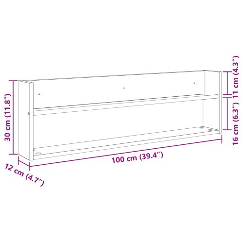 Етажерка за списания Дъб 100 x 12 x 30 см Инженерна дървесина