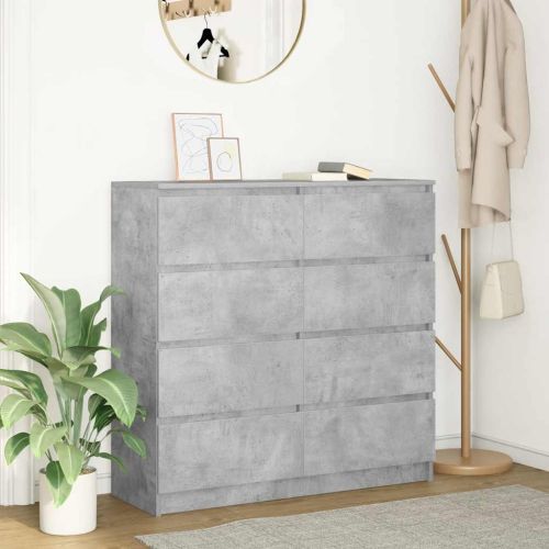 Сайдборд, бетонно сив, 100x35x99 см, инженерно дърво