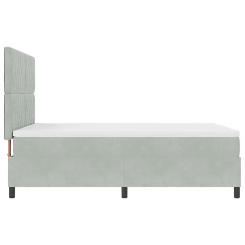 LED кутия за пружини с легло Светлосиво 140 x 190 cm Кадифе
