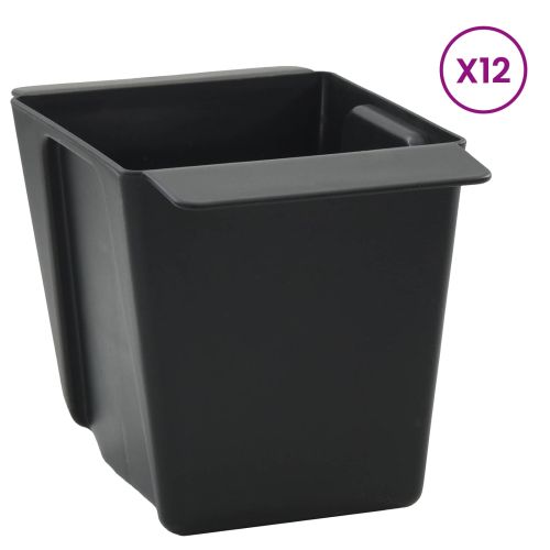 Кутиите за цветя за евро палети 12 бр. Черно 14 x 9 x 9,5 см