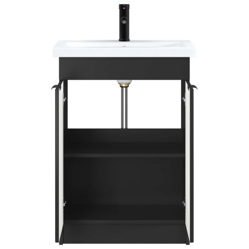 Комплект мебели за баня Черно 56 x 37,5 x 81 см