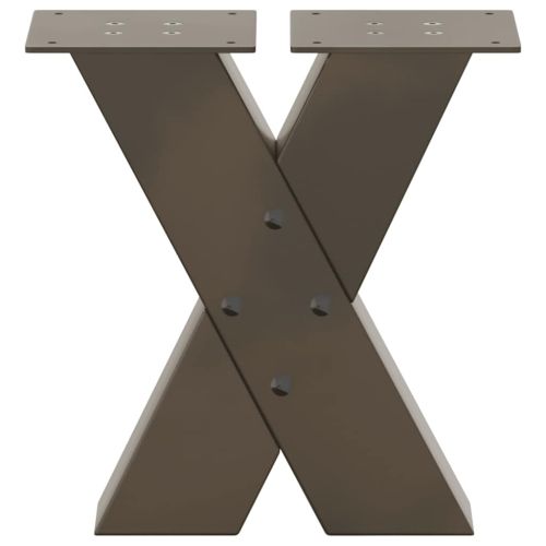 Крака за масичка за кафе, X-образни, 2 бр., естествена стомана, 30 x (30-31) см, стомана