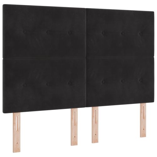 Континентално легло с матрак Черно 160 x 200 cm Кадифе