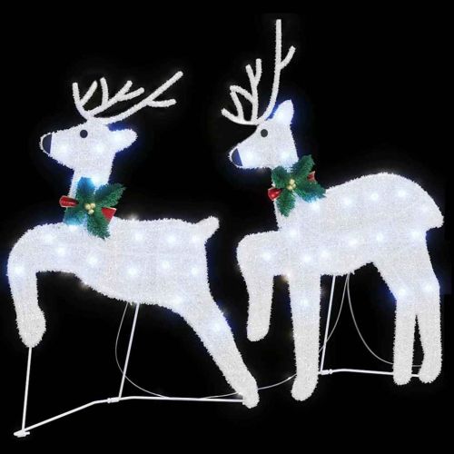 LED елени 2 бр. Студено бяло 45 x 19 x 65 см текстил
