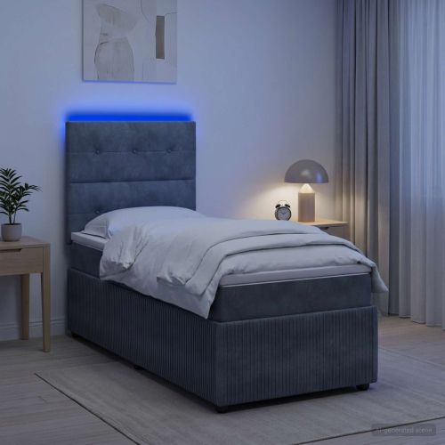 LED легло с матрак с LED ленти Тъмносиво 100 x 200 cm Кадифе