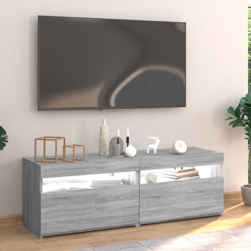 ТВ шкаф с LED осветление, сив сонома, 120x35x40 см
