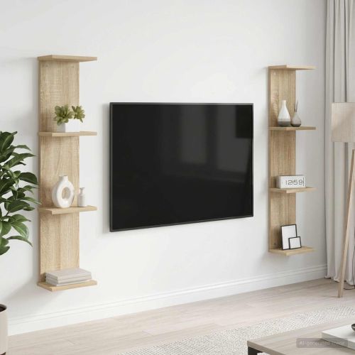 Стенен рафт 2 бр. Дъб сонома 22 x 15 x 100 см