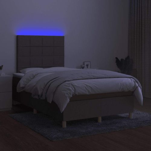 Боксспринг легло с матрак и LED, таупе, 120x190 см, плат
