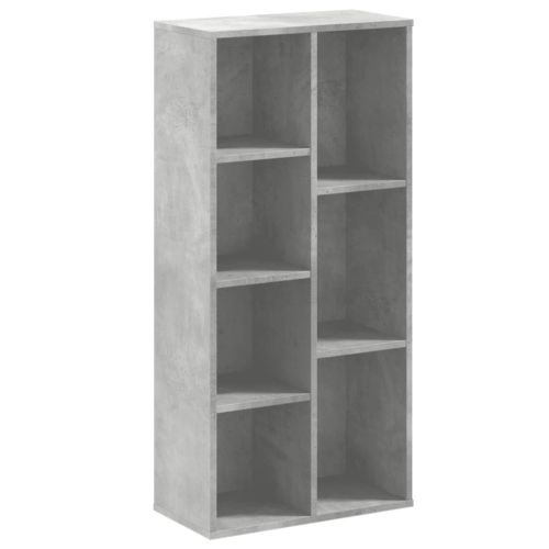 Библиотека, бетонно сива, 50x25x105 см, инженерно дърво