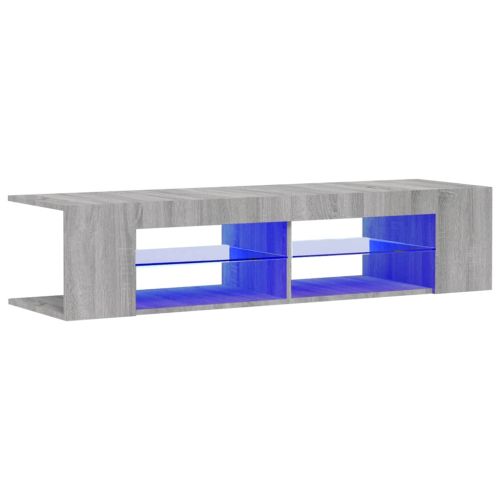 ТВ шкаф с LED осветление, сив сонома, 135x39x30 см